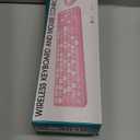 Wireless Keyboard and Mouse Combo, Retro Typewriter Keyboard with Round Keycaps, 2.4GHz USB Cute Wireless Keyboard Mouse for Computer, Desktop, Laptop and Computer (Pink-Colorful)