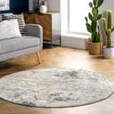 nuLOOM Chastin Modern Abstract Area Rug - 6 Round Area Rug Modern/Contemporary Beige/Grey Rugs for Living Room Bedroom Dining Room Kitchen