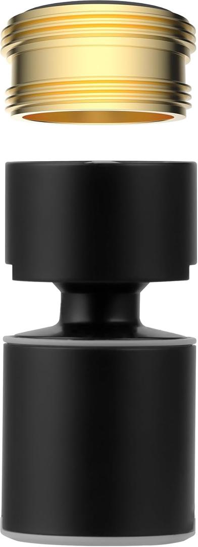 Hibbent NSF/ANSI/CAN 61 Certified Faucet Aerator, CUPC Certification 360° Swivel Kitchen Sink Aerator, 2-Flow Sink Sprayer Attachment, Faucet Replacement Part 55/64 Inch Female Thread - Matte Black