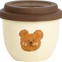 Cute Bear Mug with Lid, Cute Coffee and Tea MugGift for Friend Women MenBeige, 8 oz