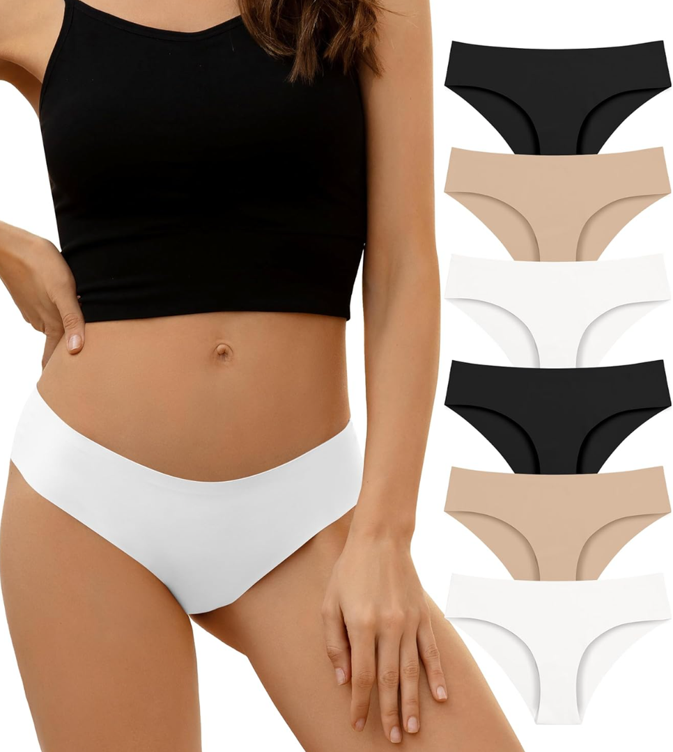 DEANGELMON Seamless Underwear for Women No Show Bikini Panties Comfortable Stretch Invisible Ladies Hipster Briefs, Size Small