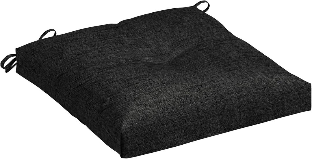 Arden Outdoor Plush Modern Tufted Seat Cushion, 20 x 20, Water Repellent, Rain Proof, Fade Resistant Seat Cushion for Rocking Or Dining Chairs Black Leala, 20"L x 20"W x 4.5"H