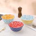 Cereal Bowl Porcelain Soup Bowls - Ceramic Bowl Set Kitchen 23 oz - 6 Inch Deep Colorful Bowls for Serving Breakfast | Oat | Oatmeal | Ramen | Pho | Noodle - Microwave and Dishwasher Safe - Set of 6