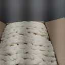 Bigacogo Chunky Knit Throw Blanket for Couch, 51x63 inches, 100% Hand Knitted with Thick Jumbo Chenille Yarn, Cozy Soft Large Rope Knot Cable Crochet Blankets for Sofa Bed Living Room, Beige