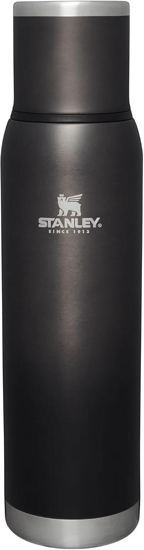 Stanley Adventure-To-Go Vacuum Bottle 1.4 qt | Wide Mouth with Leakproof Cup Lid | Keep Drinks Hot or Cold | Packable for Travel | Insulated Stainless Steel Thermal Bottle | BPA-Free | Charcoal Glow