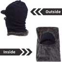 Syhood Knitted Balaclava Beanie Hat Winter Neck Warmer Ski Face Cover Neck Gaiter (Navy Blue, Brown)