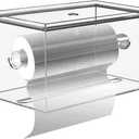 Kitchen Paper Towel Holder with Lid Wall Mount Acrylic Hanging Paper Towel Dispenser and Storage Box for Bathroom with Shelf, Prevent from Water and Dust, Clear