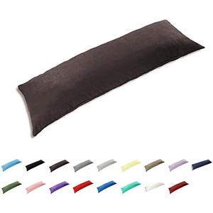 TAOSON 100% Cotton 300 Thread Count Body Pillow Cover Pillowcase Pillow Protector Cushion Cover with Zippers Only Cover No Insert (Chocolate, 21"x54")