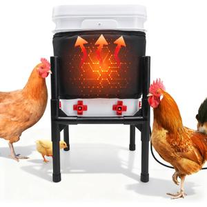 Heated Chicken Waterer,3 Gallon Chicken Poultry Water Heater with Stand for Winter with 8 Nipples + 4 Extras (black, 3 Gallon)