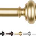 KAMANINA Gold Curtain Rods for Windows 72 to 144 Inches (6-12ft) Long Heavy Duty Curtain Rods, 7/8 Inch Adjustable Decorative Drapery Rods Set with Modern Finials