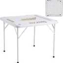 VEVOR Mahjong Table, Square 4 Player Folding Card Table with 4 Cup Holders & 4 Chip Trays, Portable Domino Game Table with 1 Set of Dominoes for Mahjong Poker Puzzles, 35.4 x 35.4-inch, White, 35.43 x 35.43 x 29.13 inches
