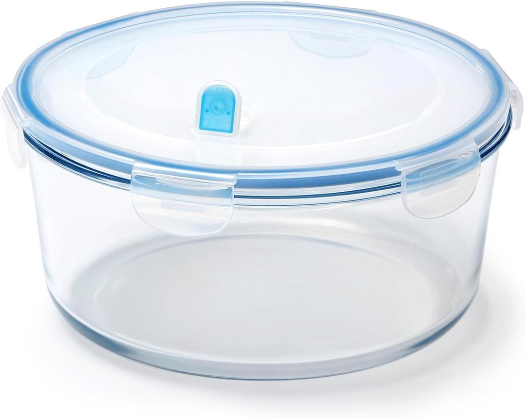 NUTRIUPS 2.8L Glass Food Storage Containers Set, Round Meal Prep Containers, Glass Bowls With Lid