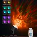 Joyzy Plug-in Dynamic Ocean Wave Table Lamp with Remote Water Ripple Night Light Projector for Room Party Christmas Decoration, Color Changing Ambient Lamps, Vivid Videography Projection (Black)