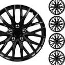 BDK (4-Pack) Premium Black Hubcaps 16" Wheel Rim Cover Hub Caps OEM Style Direct Replacement Snap On Car Truck SUV Van - 16 Inch, Set of 4
