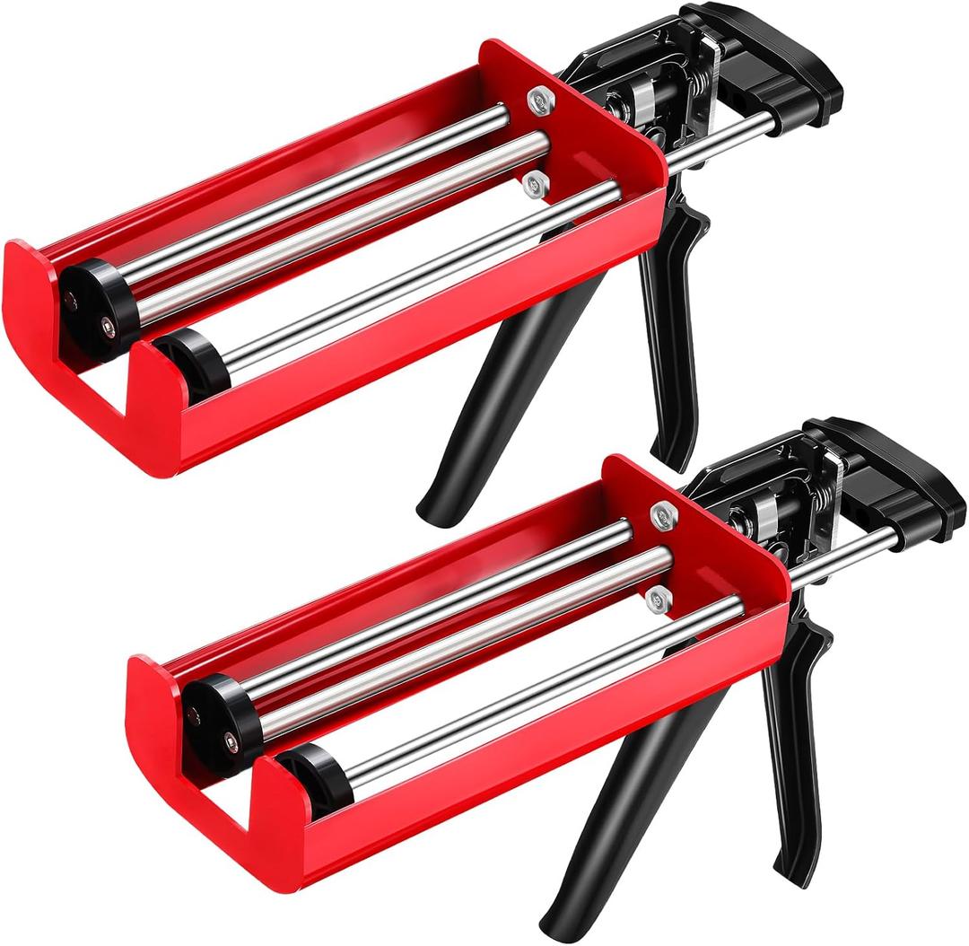 2 Pack Dual Caulking Gun 12" Dual Cartridge Epoxy Gun 400 mL /13.5 fl oz (1: 1 and 2:1) Stainless Steel Manual Caulking Gun for Bond Adhesive Cartridge Applicator
