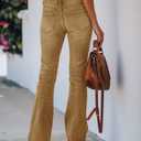 Koinshha Womens High Waisted Jeans Boyfriend Stretch Flare Casual Bootcut Denim Pants Khaki, size 6