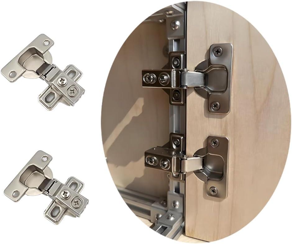 Two-Piece 90-Degree Cabinet Door Hinge 180-Degree Swing Surface-Mounted 90-Degree Short-Arm Hinge Ideal for Frequently Opened Cabinet and Bookcase Doors