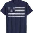 Vintage American Flag Tee Women Men USA Patriotic Graphic T-Shirt,Large