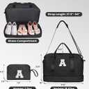 Gifts for Granddaughter-Initial Duffle Bag with Shoe Compartment, Personalized Weekender Bag, Monogram Overnight Bag, Letter Travel Bag with Makeup BagDaughter Friend Gifts (Letter S), 12 inches x 7 inches x 2 inches