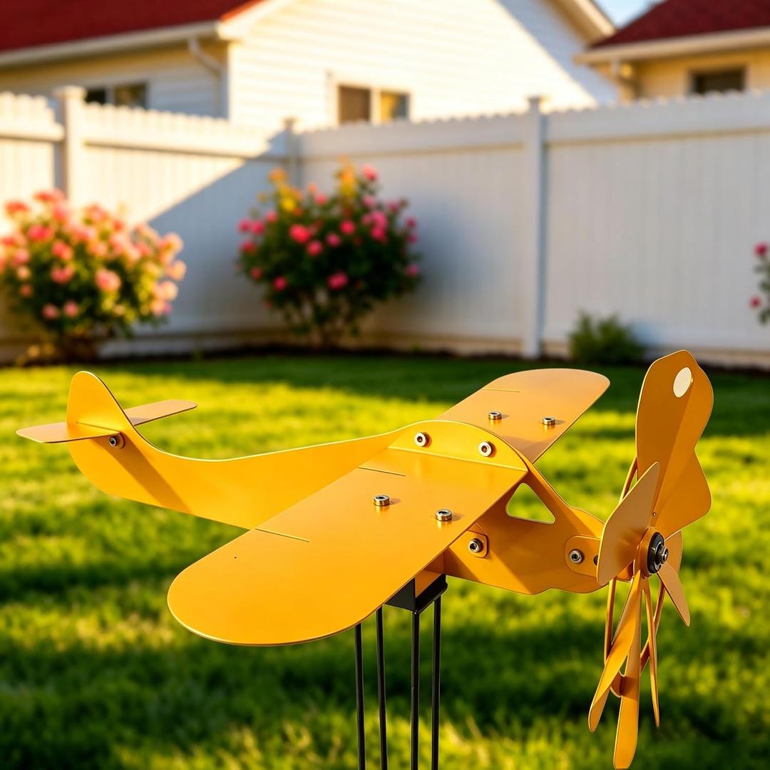 24 inch Big Size Metal Airplane Garden Windmill