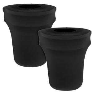 55 Gallon Stretch Spandex Trash Can Cover, 2 Pack Outdoor Fitted Waste Container Cover Round Garbage Can Covers for Wedding Party Commercial Fundraiser Decor, Without Trash Can (Black)