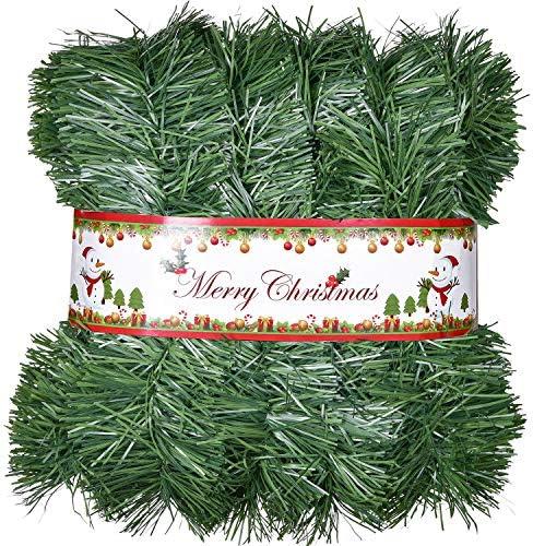 Artiflr 16.4  Ft Christmas Garland, Artificial Pine Garland Holiday Decor for Outdoor or Indoor Home Garden Artificial Green Greenery, or Fireplaces Holiday Party Decorations
