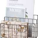 Desktop Mail Organizer File Organizer Metal Wire Mail Sorter Letter Organizer Magazine Rack for Letters, Mails, Books, Postcards, Brochures, Mail Holder (3 Slot, Dark Gray)