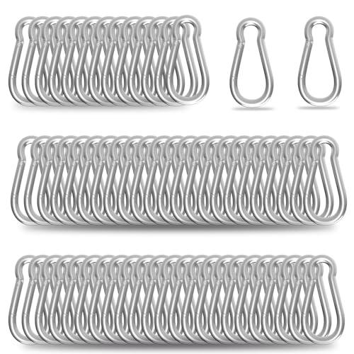 200PCS M5 Spring Snap Hook Carabiner, Heavy Duty Galvanized Steel Carabiner Clip, 220LBS Holding Capacity Spring Clips for Hammock Swing Outdoor Travel