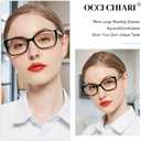 OCCI CHIARI Modern Big Frame Reading Glasses for Women Square Readers(Black 2.0x) 