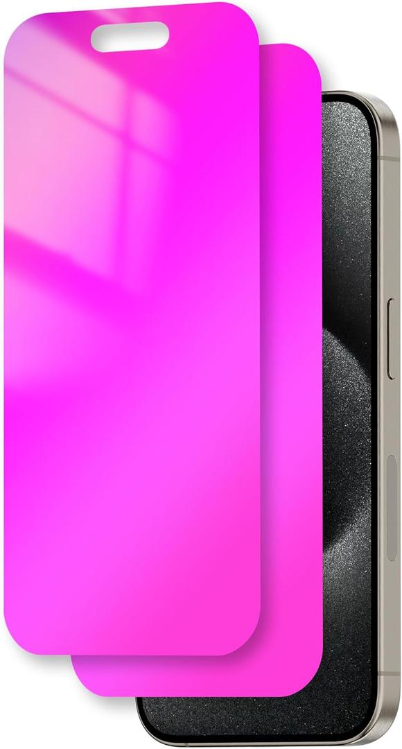 Compatible With iPhone 15 Pro Privacy Screen Protector Anti Blue Light for iPhone 15Pro Tempered Glass 6.1 Inch Gradient Colorful 28 Anti-Spy Easy Installation Full Coverage Anti-Scratch Bubble Free HD, 2 Pack
