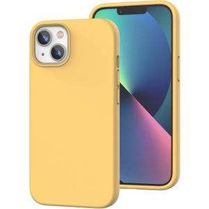 K TOMOTO Compatible with iPhone 13 Case, [Drop Protection] [Anti-Scratch] Shockproof Liquid Silicone Anti-Fingerprint Cover with Microfiber Lining Phone Case for iPhone 13 6.1" (2021), Yellow