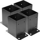4 x 4 Post Base 4 PCS,Inner Size 3.6"x3.6"Deck Post Base,Heavy Duty Metal Black Powder Coated Post Brackets,for Pavilion Deck Railing Support Deck Base Plate, Support Bolt Down