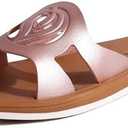 ONCAI Slides for Womens,Flat Dressy Square Toe Summer Beach Sandals for Woman with Comfortable Non-slip Rubber Soles Size 7.5