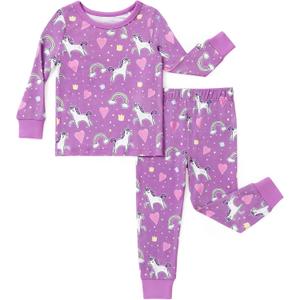 PATPAT Bamboo Viscose Pajama Sets for Toddler Boys & Girls Baby Kids, Ultra-soft Snug fit Pjs Sleepers for Birthday Holiday (5T, Unicorn Land)