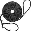 BTINESFUL 10FT / 15FT / 20FT Slip Lead Dog Leash, Reflective 1/3 Rope Leash Long Training Lead for Small Medium Dogs (black)