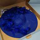 dressfan Fascinator Hats for Women,Linen Vintage Feather Headwear for Derby/Church/Wedding/Cocktail/Tea Party (Blue)