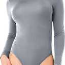 DAVID ARCHY Women's Long Sleeve Modal Soft Bodysuit Going Out Tops for Women (Gray)