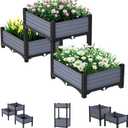 Planter Box Raised Garden Bed with Reinforced Support Rods, Drainage Grid, Multi-Combination Options for Vegetables, Flowers, and Herbs, Ideal for Balcony, and Patio Gardening, 35.4"x 15.7"x 21.2"