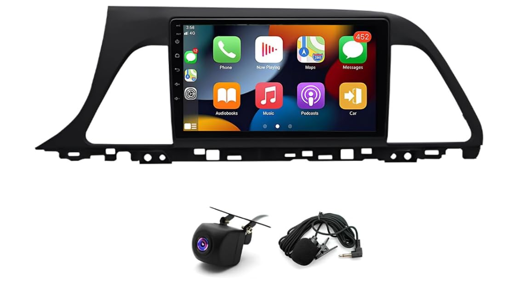 2+64G Android 14 Car Radio Stereo for Hyundai Sonata 2015-2017, 9" IPS Touch Screen Double Din Car Radio for Hyundai Sonata with Wireless Carplay Android Auto Bluetooth FM RDS AHD Backup Camera SWC