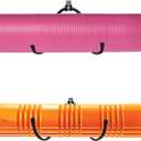 Wall Mount Yoga Mat Foam Roller and Towel Rack Hooks , Exercise Mat Storage Shelf for Hanging Yoga Strap and Resistance Bands at Your Fitness Class or Home Gym, Adjustable Size,Up to 20Lbs - 2 Pack