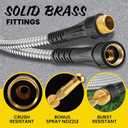 Bionic Steel PRO 100 Ft Garden Hose with Nozzle, Premium 304 Stainless Steel Metal Water Hose 100Ft Flexible Hose, Rust Proof, Lightweight, Heavy Duty, Crush Resistant Fittings, 500 PSI, 2025 Model