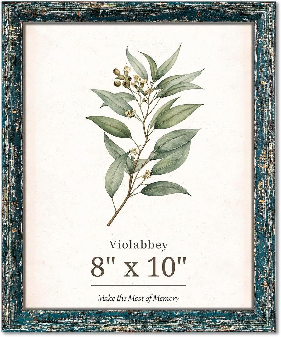VIOLABBEY 8x10 Picture Frame Vintage Blue, Rustic Farmhouse Photo Frame with Distressed Finish for Home Tabletop or Wall Display, Fits 8x10 Photos