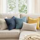 MIULEE Pack of 2 Decorative Throw Pillow Covers 20x20 Inch Soft Boho Striped Textured Corduroy Pillow Covers Modern Farmhouse Home Decor for Couch Bed Sofa Living Room Cream White
