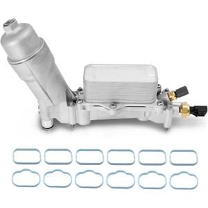 Upgrade Full Aluminum Engine Oil Filter Housing Oil Cooler Kit with Gaskets & Sensors Compatible with 2011-2016 Chrysler 200/300 Dodge Charger Avenger Journey Wrangler Ram Promaster 3.6L