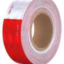 THKULKME DOTC2 Reflective Tape 2 Inch X 100 Feet Red White Reflector Adhesive Conspicuity Outdoor Waterproof Tape for Trailers, Trucks, Vehicles, Driveway, Boats, Signs (100 FT)
