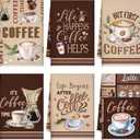 Bencailor 6 Pcs Coffee Kitchen Towels Decorative Sets Dish Towels Absorbent Fast Drying Hand Tea Vintage Hanging Reusable Cleaning Dishcloths for Cooking Farmhouse Bathroom Accessory (Dark Brown)