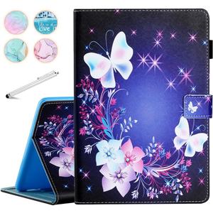 Fancity Case Fits All-New Amazon Kindle Fire HD 10 & 10 Plus (13th/11th Generation, 2023/2021 Release), PU Leather Stand Cover with Smart Auto Wake/Sleep & Pen Holder Card Slot, Purple Butterfly
