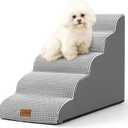 Dog Stairs for High Bed 22.6" H, Small Dog Step for Puppy, Older or Cat, Curved Ramp for Car, Ladder with High Density Foam, Lightweight, Durable, 15.7x33x22.6 inch, 5 Step, White Black (15.7x33x22.6in)