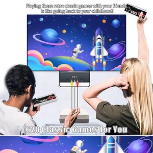 Wireless Retro Game Console, New Classic Mini TV Gaming Console, Built-in 620 Video Games with 2 Wireless Controllers, AV Output 8-Bit Game System - Plug and Play, Nostalgia Gifts for Christmas