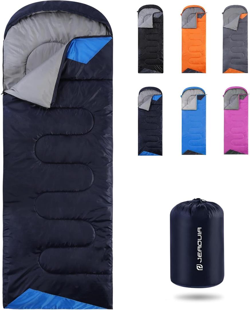 Sleeping Bags for Adults Backpacking Lightweight Waterproof- Cold Weather Sleeping Bag for Girls Boys Mens for Warm Camping Hiking Outdoor Travel Hunting with Compression Bags (Navy Blue)